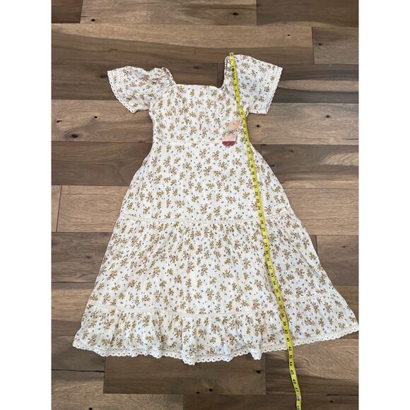 Cotton & Rye Dress Size S 100% Cotton Cream Yellow Floral with Lace Detail - NWT - Picture 6 of 9